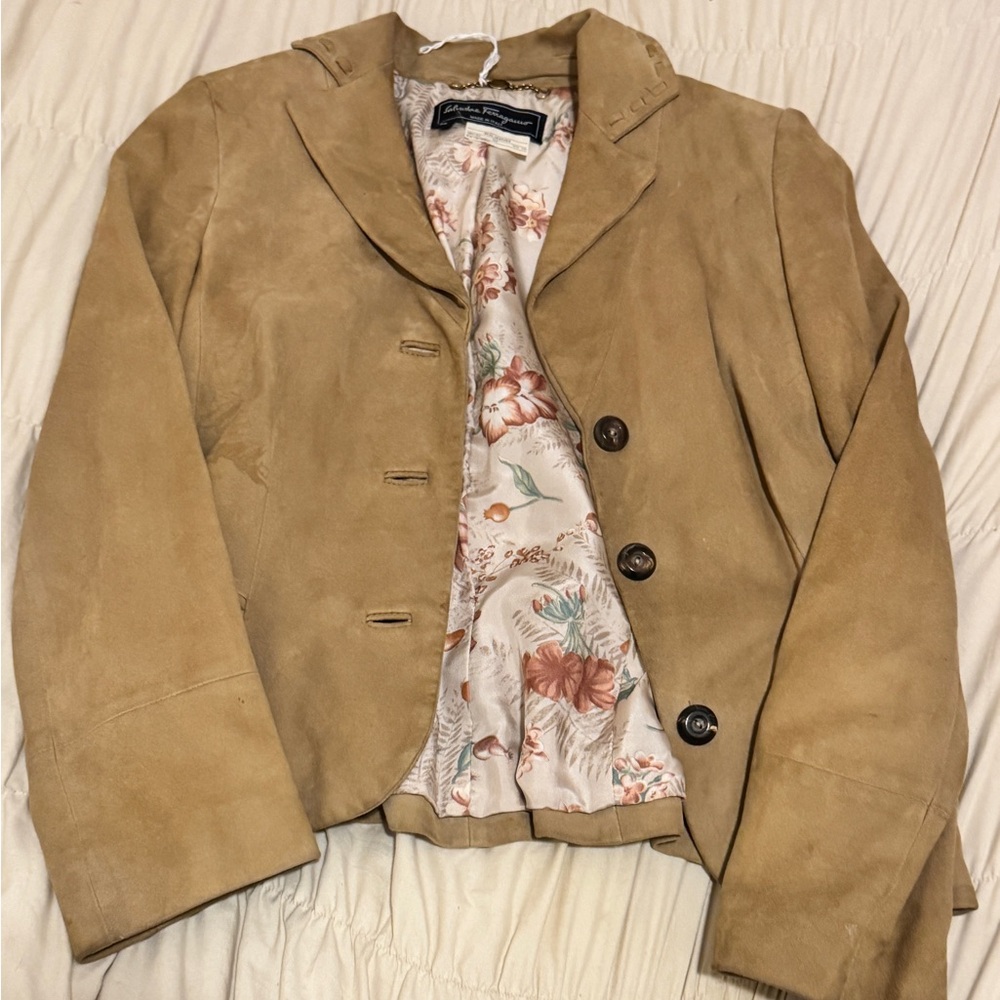 Salvatore Ferragamo Tan Suede Jacket